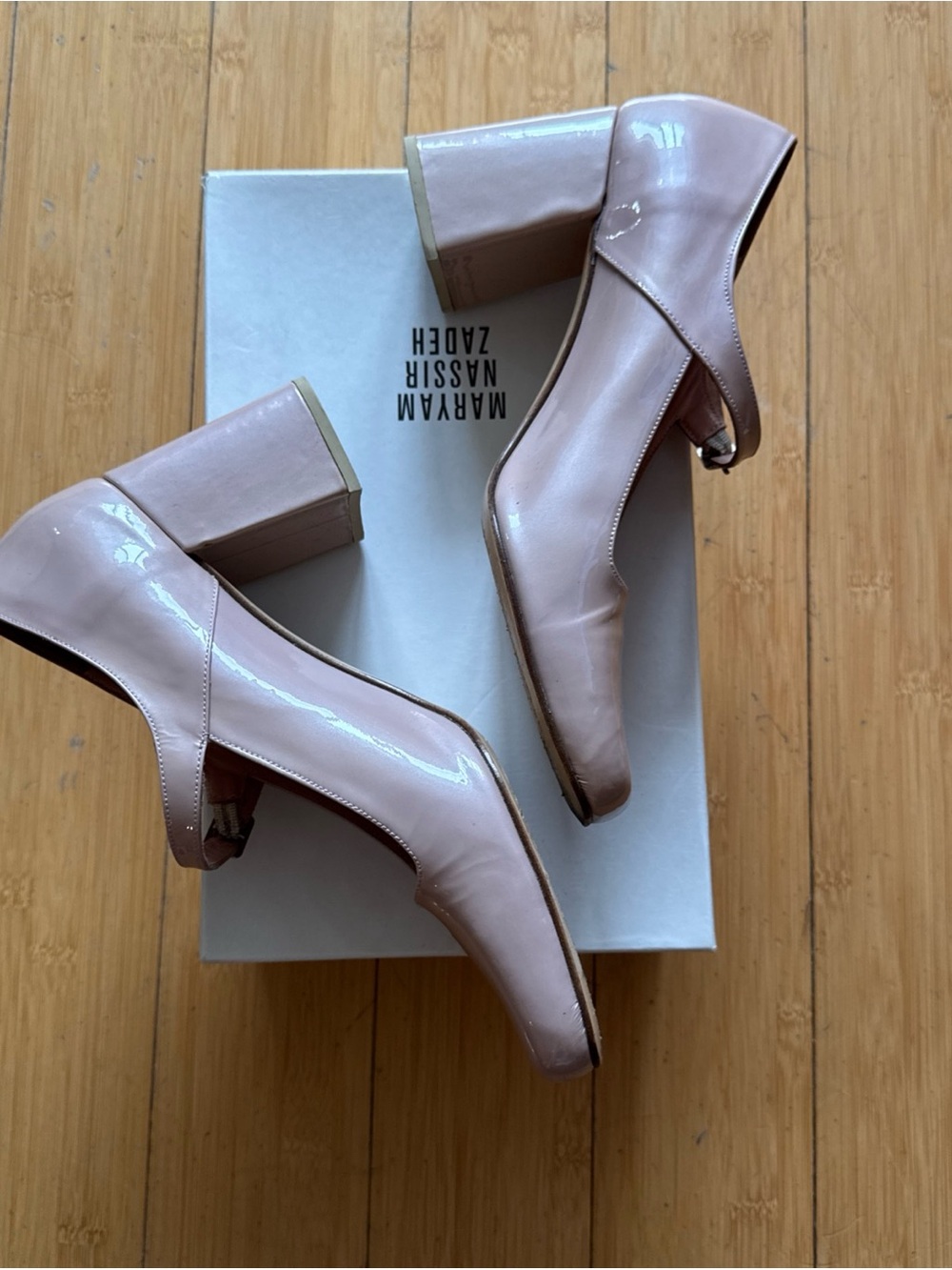 Mary Jane Blush Patent Mary Jane Block Heel - Picture 4 of 6